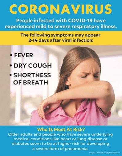 COVID-19 - Corona Virus Symptoms- 22x28 Social Distancing Poster